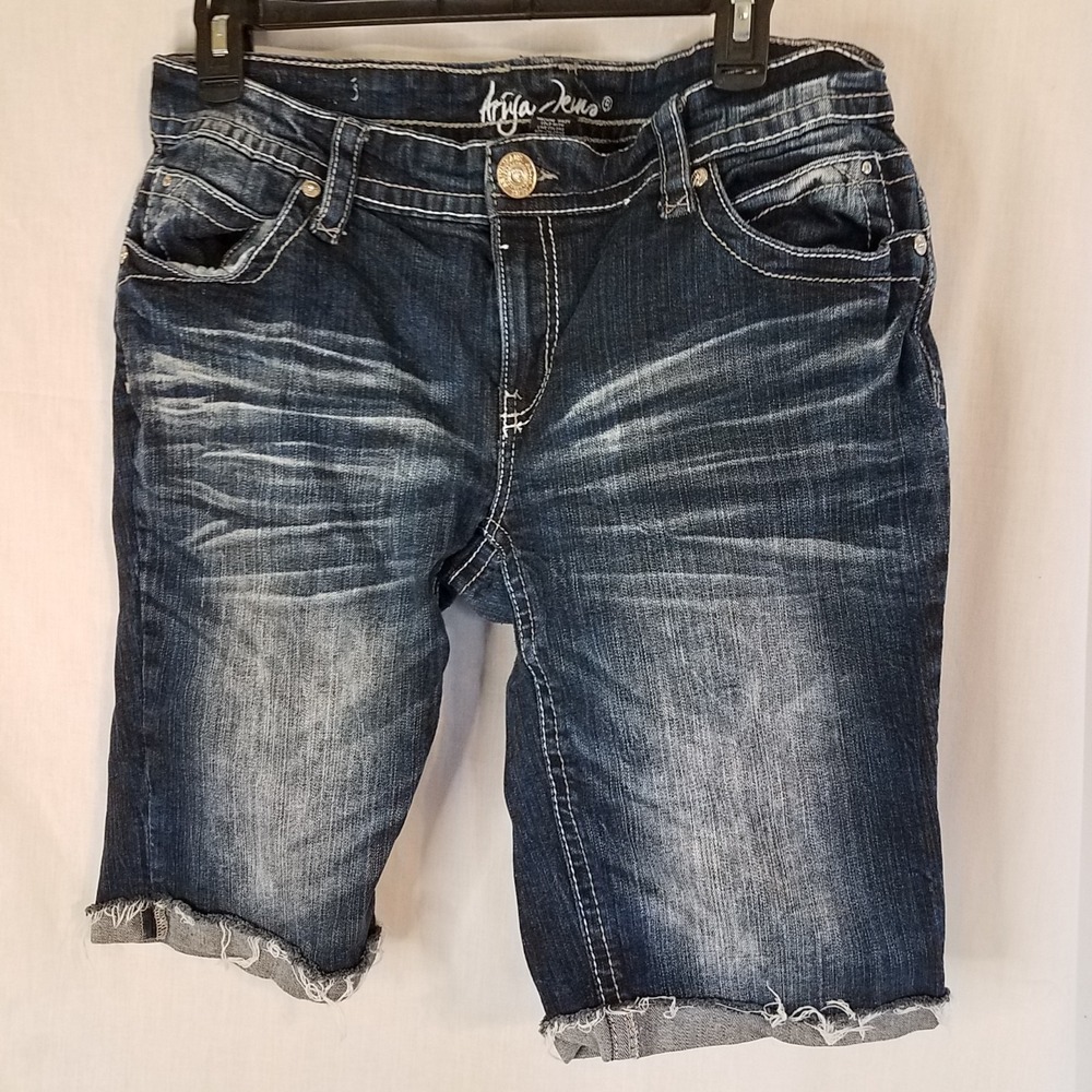 Ariya jean shorts dark‎ wash bling plus size 15/16 Bermuda dark wash